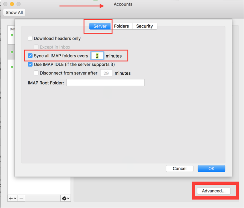 disable sync outlook for mac